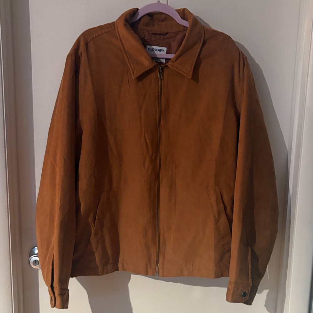 Old Navy Men's Camel Faux Suede Bomber Jacket - XL